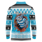 Claus Shark Strikes Personalized Long Sleeve Polo Shirt Christmas Rugby League Spirit - Aussie Hoodie