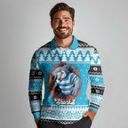 Claus Shark Strikes Personalized Long Sleeve Polo Shirt Christmas Rugby League Spirit - Aussie Hoodie