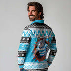 Claus Shark Strikes Personalized Long Sleeve Polo Shirt Christmas Rugby League Spirit - Aussie Hoodie