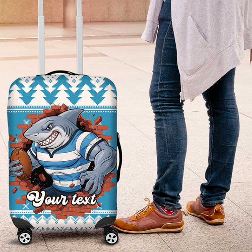 Claus Shark Strikes Personalized Luggage Cover Christmas Rugby League Spirit - Aussie Hoodie
