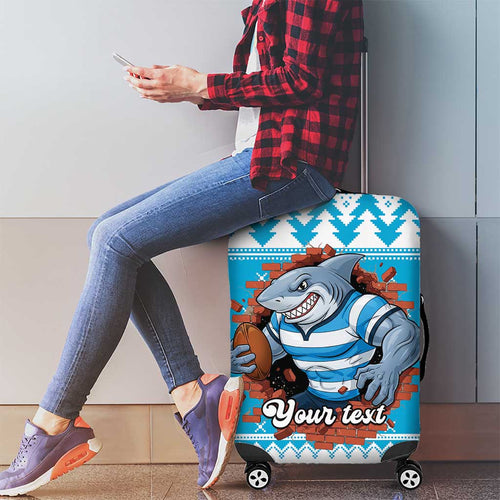 Claus Shark Strikes Personalized Luggage Cover Christmas Rugby League Spirit - Aussie Hoodie
