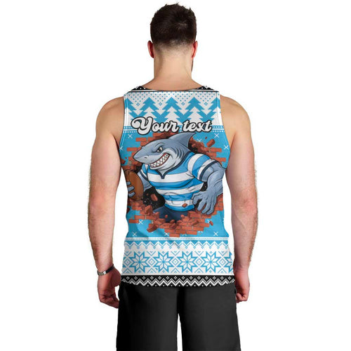 Claus Shark Strikes Personalized Men Tank Top Christmas Rugby League Spirit - Aussie Hoodie