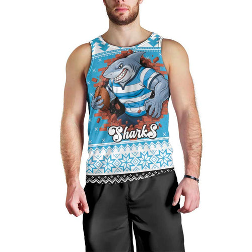 Claus Shark Strikes Personalized Men Tank Top Christmas Rugby League Spirit - Aussie Hoodie