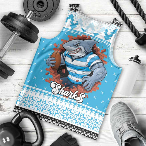Claus Shark Strikes Personalized Men Tank Top Christmas Rugby League Spirit - Aussie Hoodie