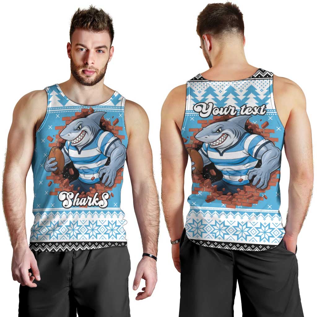 Claus Shark Strikes Personalized Men Tank Top Christmas Rugby League Spirit - Aussie Hoodie