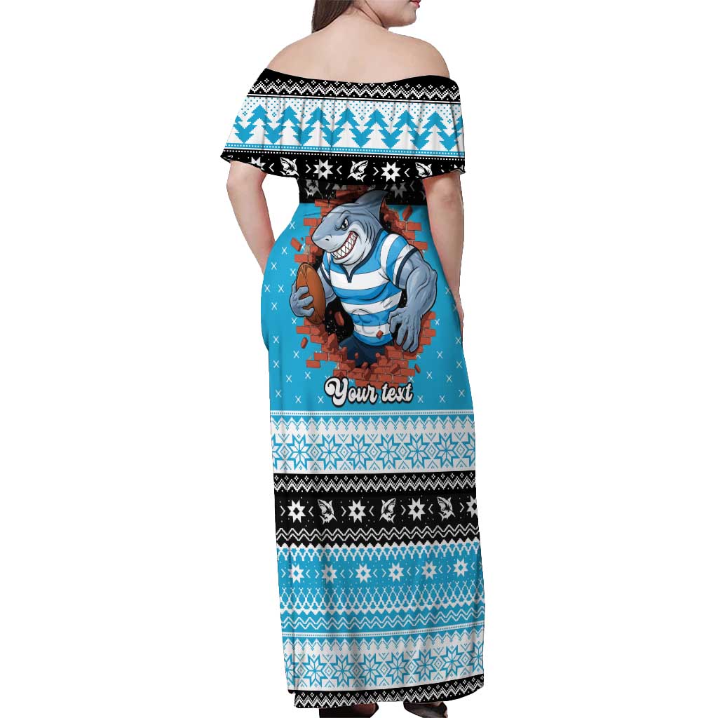 Claus Shark Strikes Personalized Off Shoulder Maxi Dress Christmas Rugby League Spirit - Aussie Hoodie