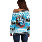 Claus Shark Strikes Personalized Off Shoulder Sweater Christmas Rugby League Spirit - Aussie Hoodie