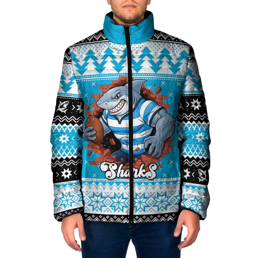 Claus Shark Strikes Personalized Padded Jacket Christmas Rugby League Spirit - Aussie Hoodie