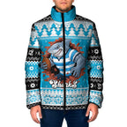 Claus Shark Strikes Personalized Padded Jacket Christmas Rugby League Spirit - Aussie Hoodie