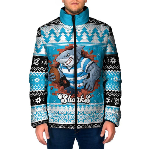 Claus Shark Strikes Personalized Padded Jacket Christmas Rugby League Spirit - Aussie Hoodie