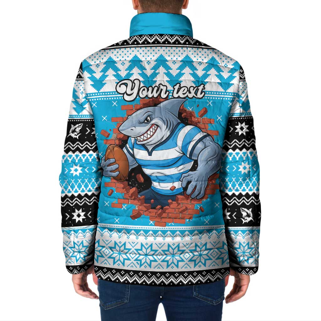 Claus Shark Strikes Personalized Padded Jacket Christmas Rugby League Spirit - Aussie Hoodie