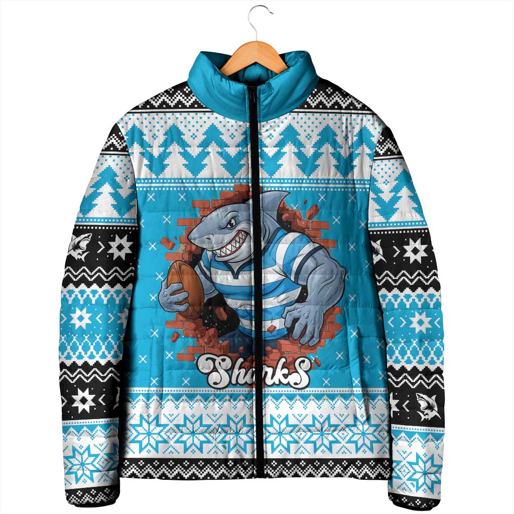 Claus Shark Strikes Personalized Padded Jacket Christmas Rugby League Spirit - Aussie Hoodie
