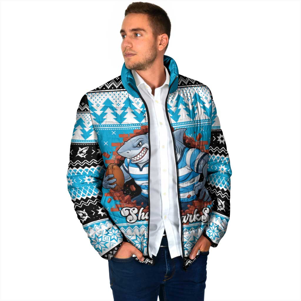 Claus Shark Strikes Personalized Padded Jacket Christmas Rugby League Spirit - Aussie Hoodie
