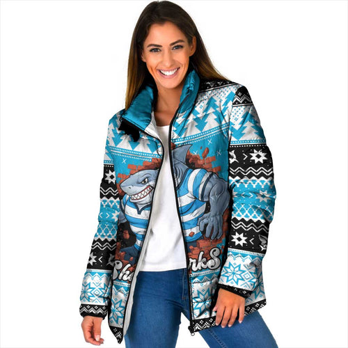 Claus Shark Strikes Personalized Padded Jacket Christmas Rugby League Spirit - Aussie Hoodie