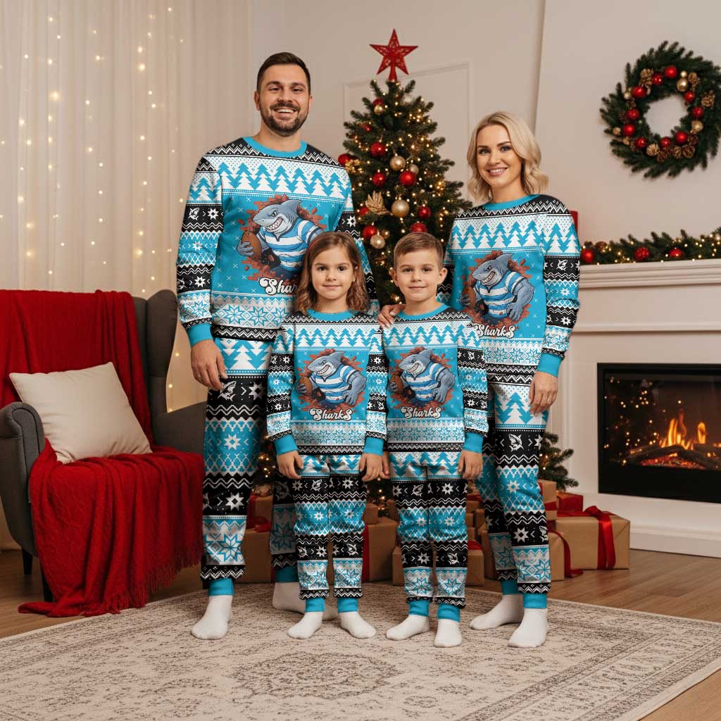 Claus Shark Strikes Personalized Christmas Pajama Set Christmas Rugby League Spirit - Aussie Hoodie
