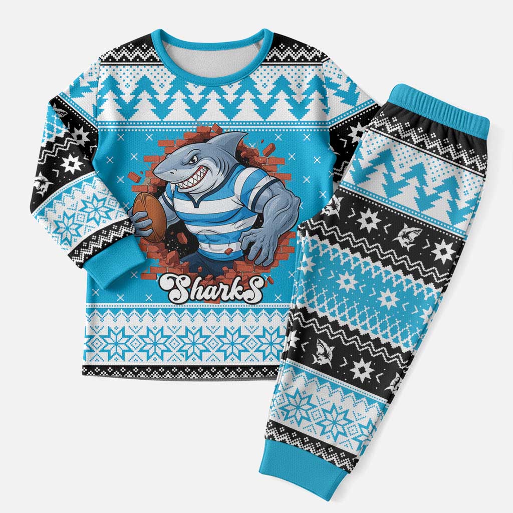 Claus Shark Strikes Personalized Christmas Pajama Set Christmas Rugby League Spirit - Aussie Hoodie