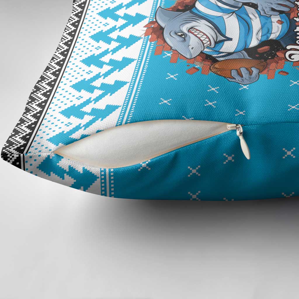 Claus Shark Strikes Personalized Pillow Cover Christmas Rugby League Spirit - Aussie Hoodie