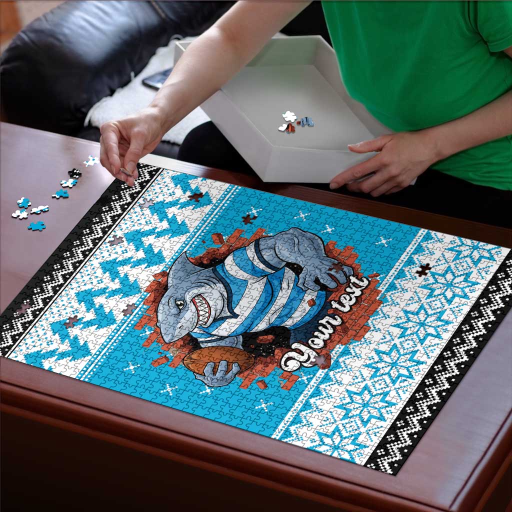 Claus Shark Strikes Personalized Puzzle Christmas Rugby League Spirit - Aussie Hoodie
