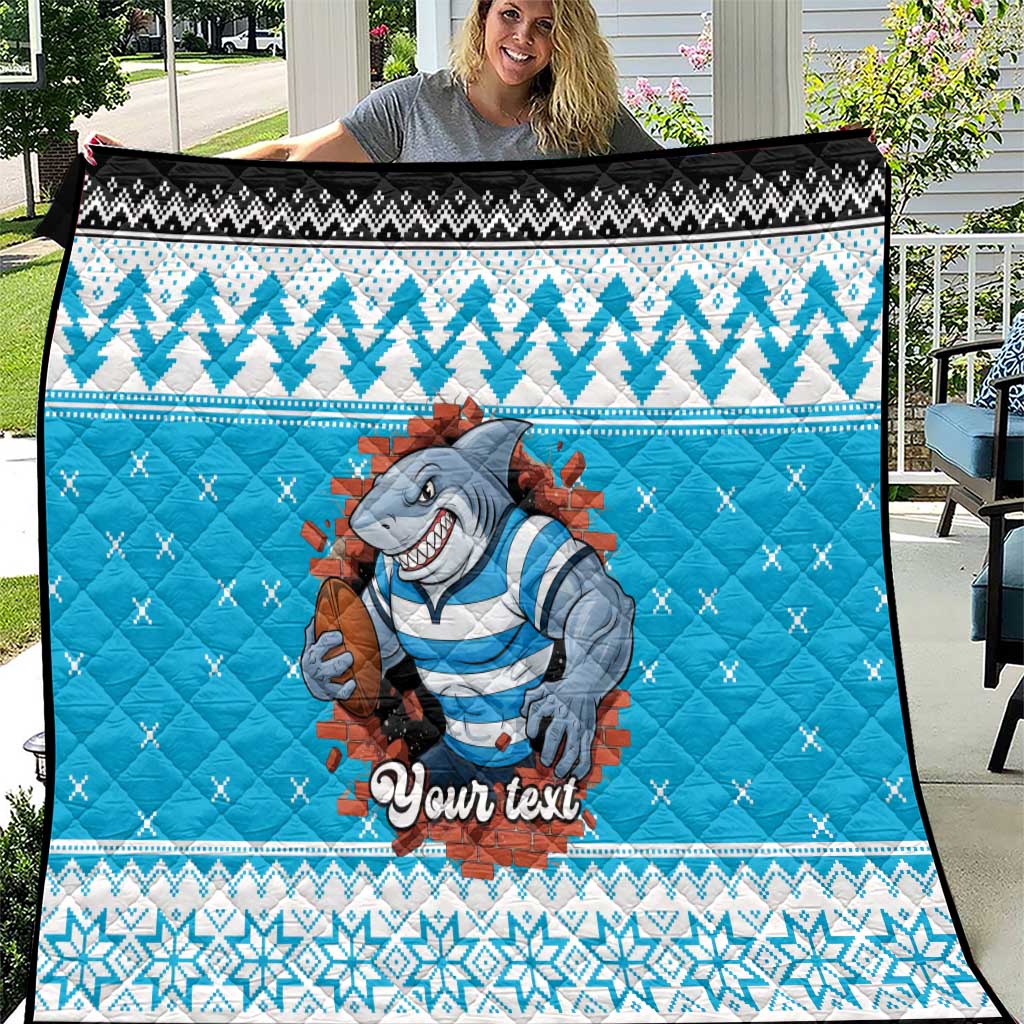 Claus Shark Strikes Personalized Quilt Christmas Rugby League Spirit - Aussie Hoodie