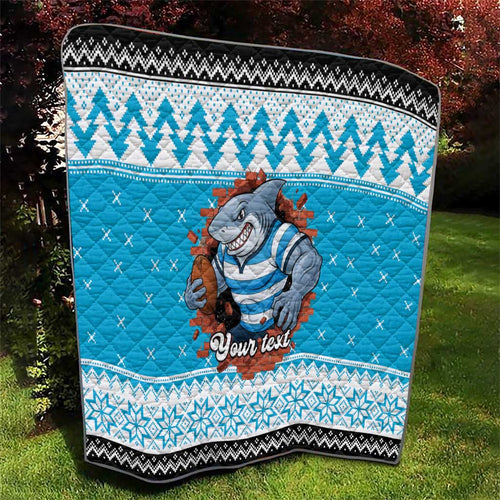 Claus Shark Strikes Personalized Quilt Christmas Rugby League Spirit - Aussie Hoodie