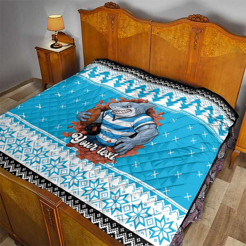 Claus Shark Strikes Personalized Quilt Christmas Rugby League Spirit - Aussie Hoodie