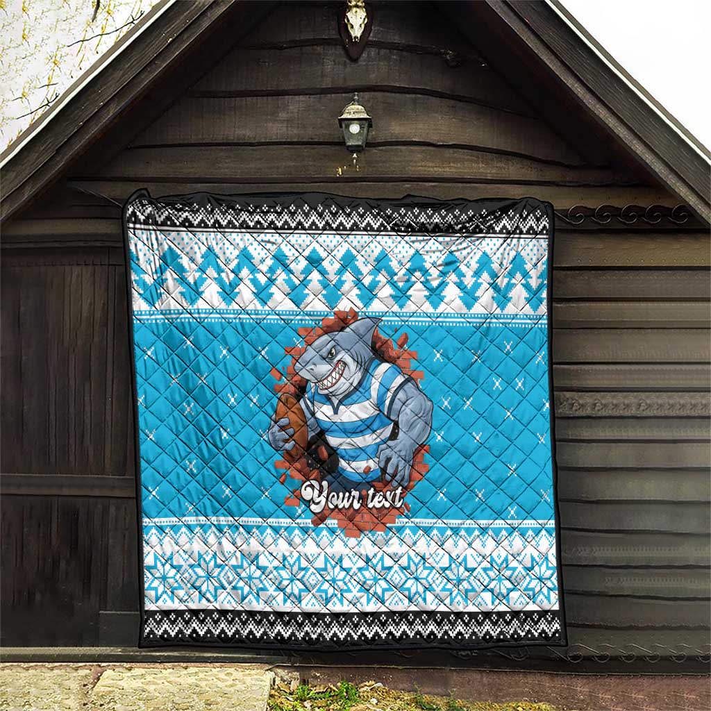 Claus Shark Strikes Personalized Quilt Christmas Rugby League Spirit - Aussie Hoodie