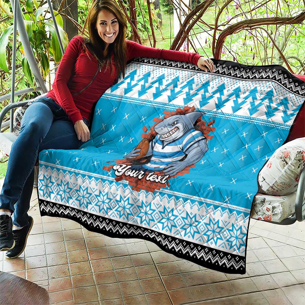 Claus Shark Strikes Personalized Quilt Christmas Rugby League Spirit - Aussie Hoodie
