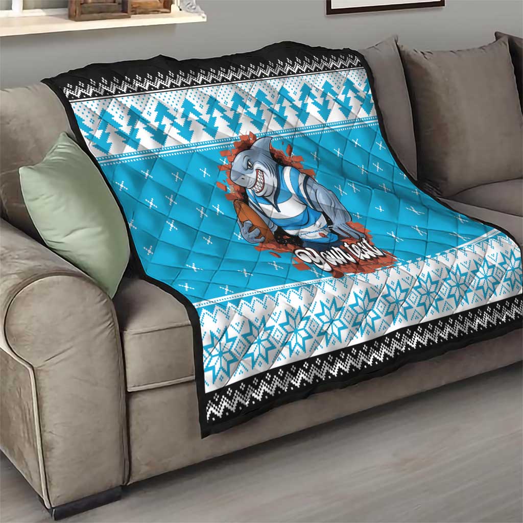 Claus Shark Strikes Personalized Quilt Christmas Rugby League Spirit - Aussie Hoodie