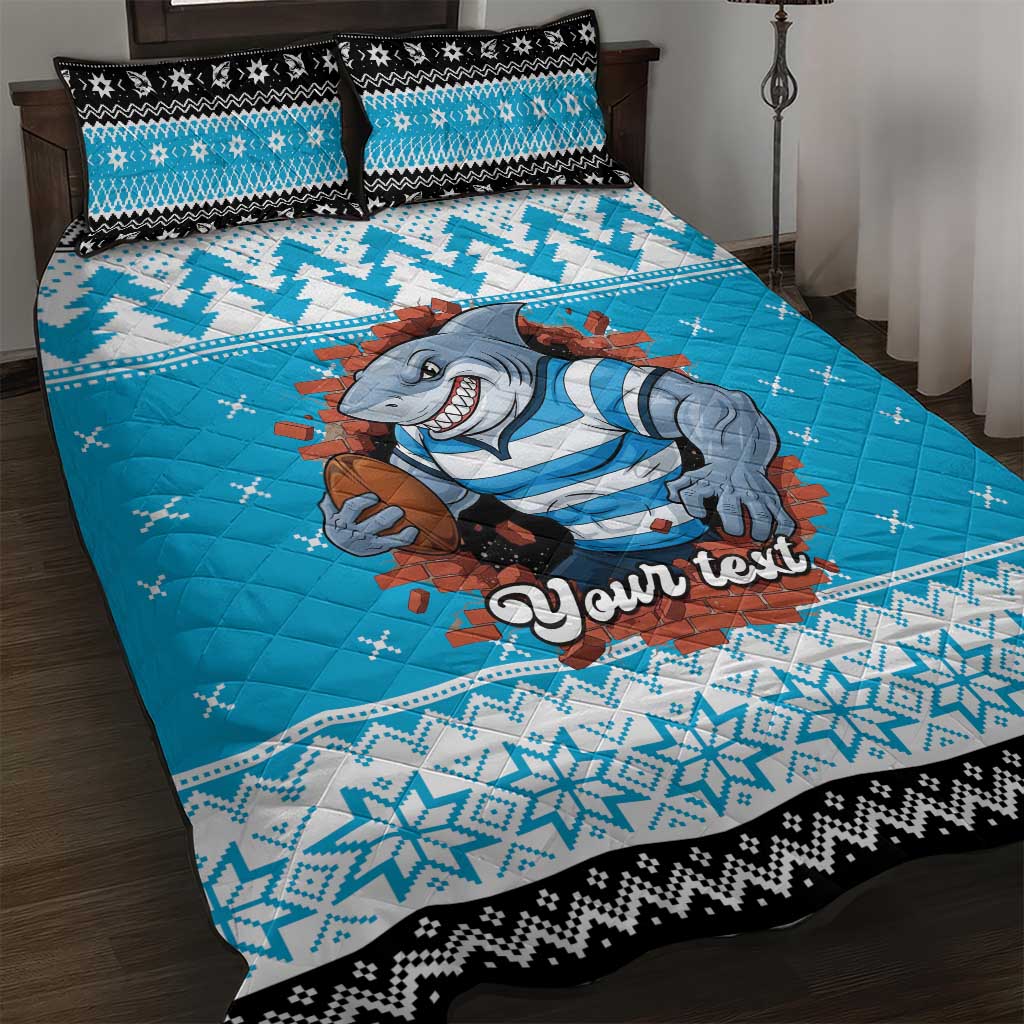 Claus Shark Strikes Personalized Quilt Bed Set Christmas Rugby League Spirit - Aussie Hoodie