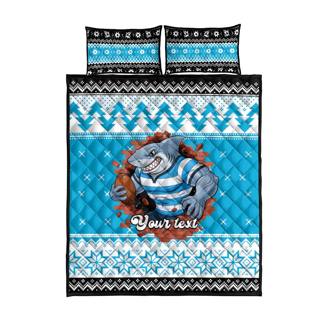 Claus Shark Strikes Personalized Quilt Bed Set Christmas Rugby League Spirit - Aussie Hoodie