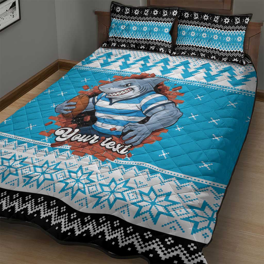 Claus Shark Strikes Personalized Quilt Bed Set Christmas Rugby League Spirit - Aussie Hoodie