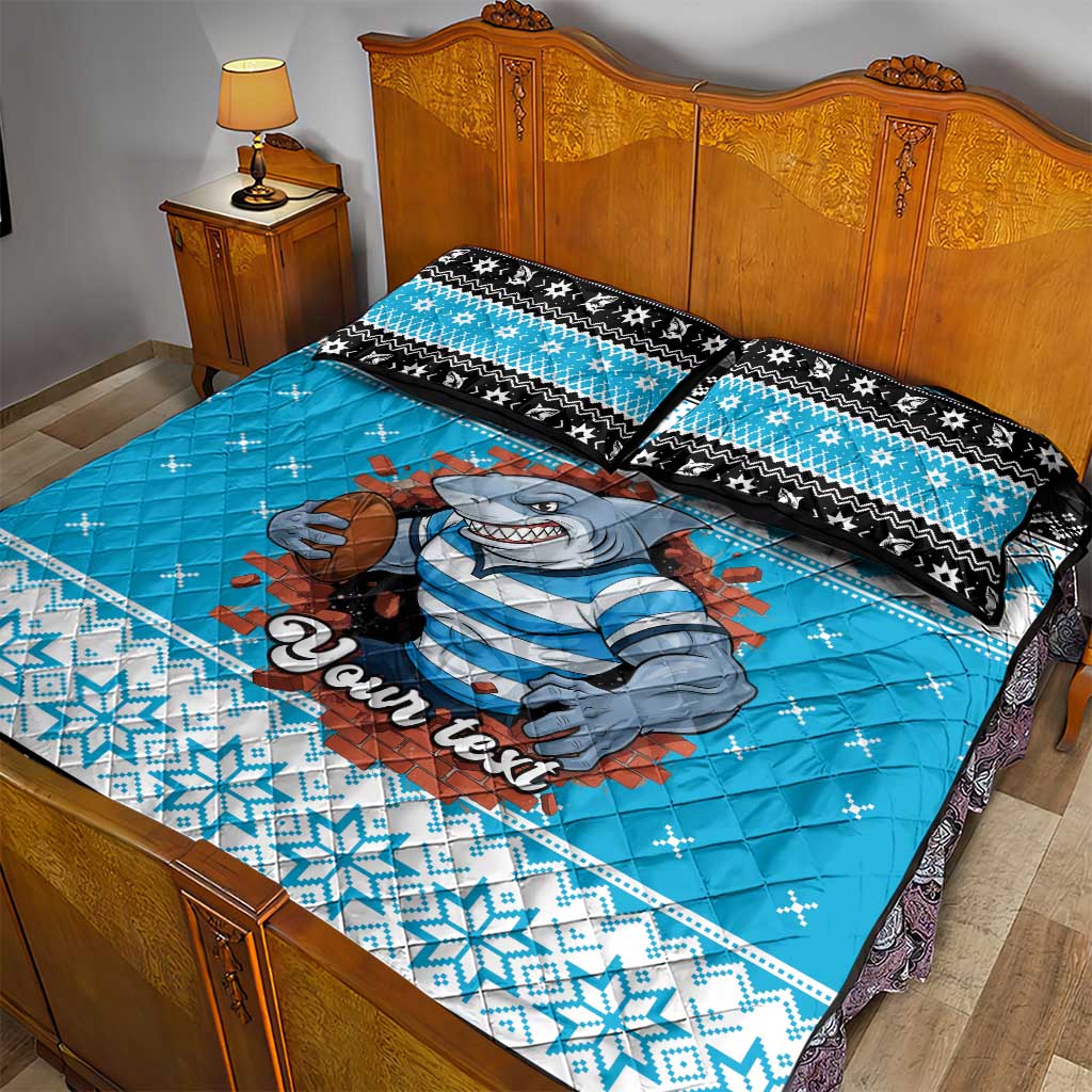 Claus Shark Strikes Personalized Quilt Bed Set Christmas Rugby League Spirit - Aussie Hoodie