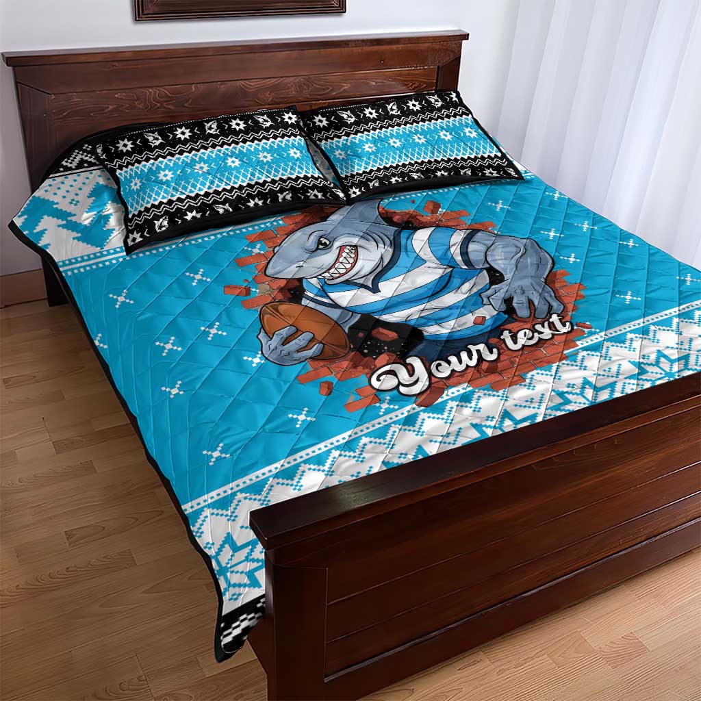 Claus Shark Strikes Personalized Quilt Bed Set Christmas Rugby League Spirit - Aussie Hoodie