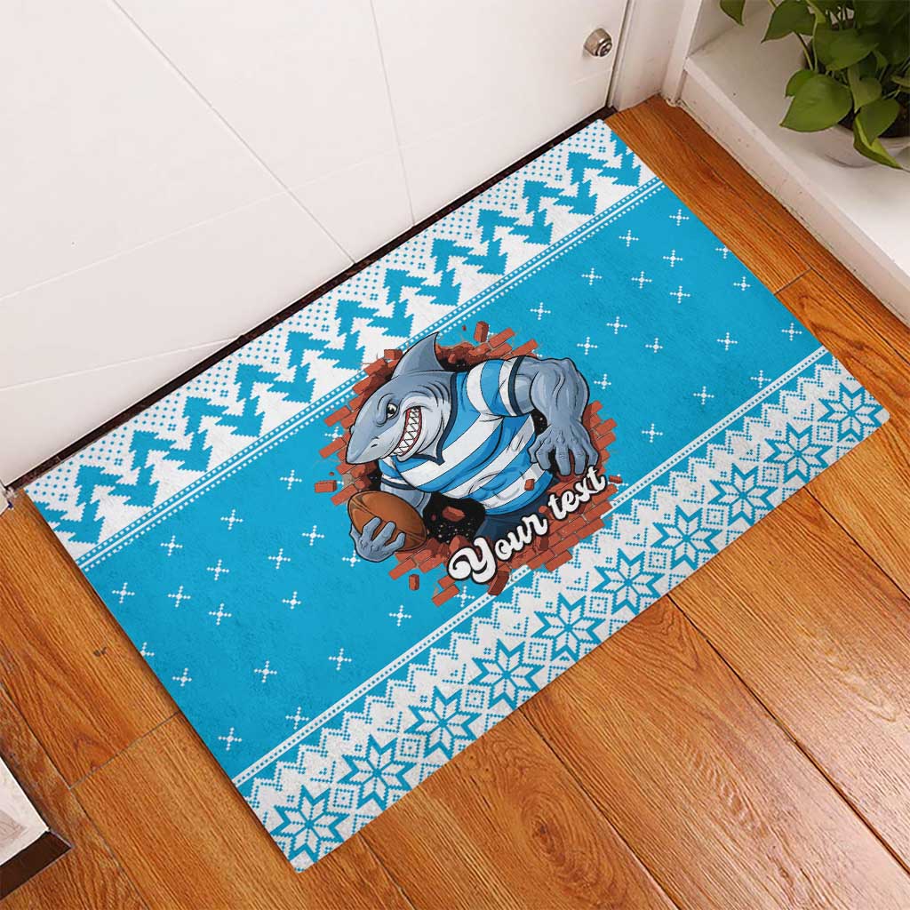 Claus Shark Strikes Personalized Rubber Doormat Christmas Rugby League Spirit - Aussie Hoodie