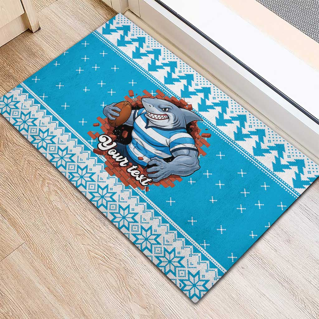 Claus Shark Strikes Personalized Rubber Doormat Christmas Rugby League Spirit - Aussie Hoodie