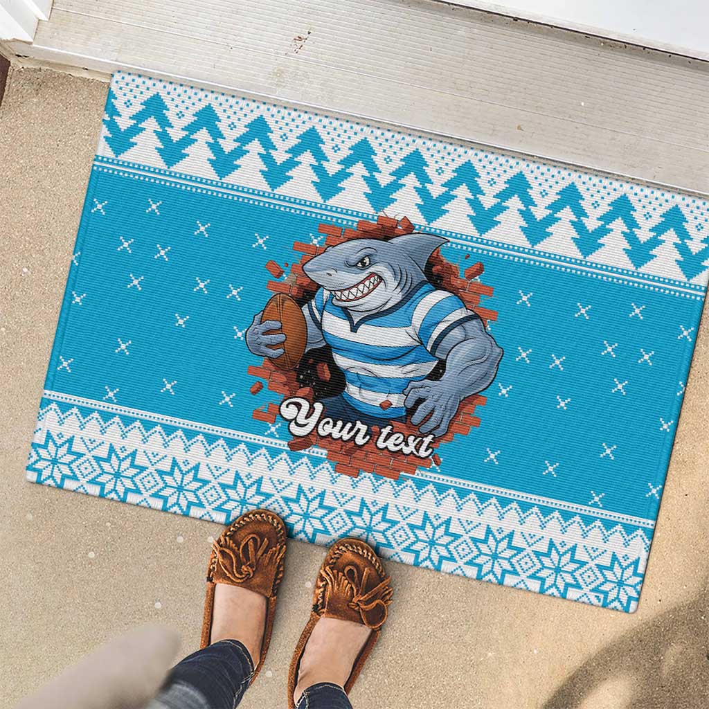 Claus Shark Strikes Personalized Rubber Doormat Christmas Rugby League Spirit - Aussie Hoodie