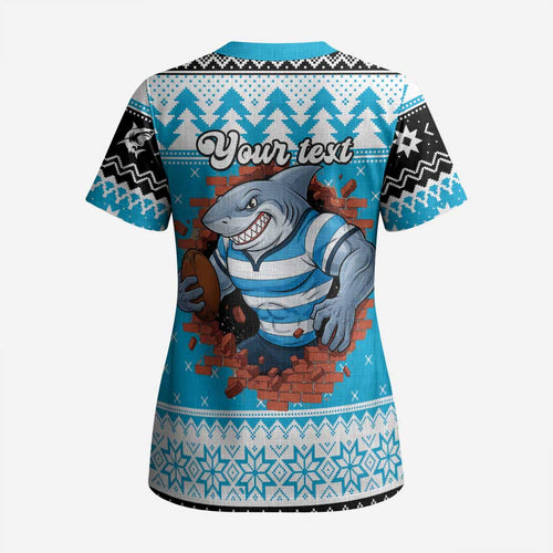 Claus Shark Strikes Personalized Scrub Top Christmas Rugby League Spirit - Aussie Hoodie