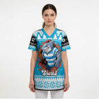 Claus Shark Strikes Personalized Scrub Top Christmas Rugby League Spirit - Aussie Hoodie