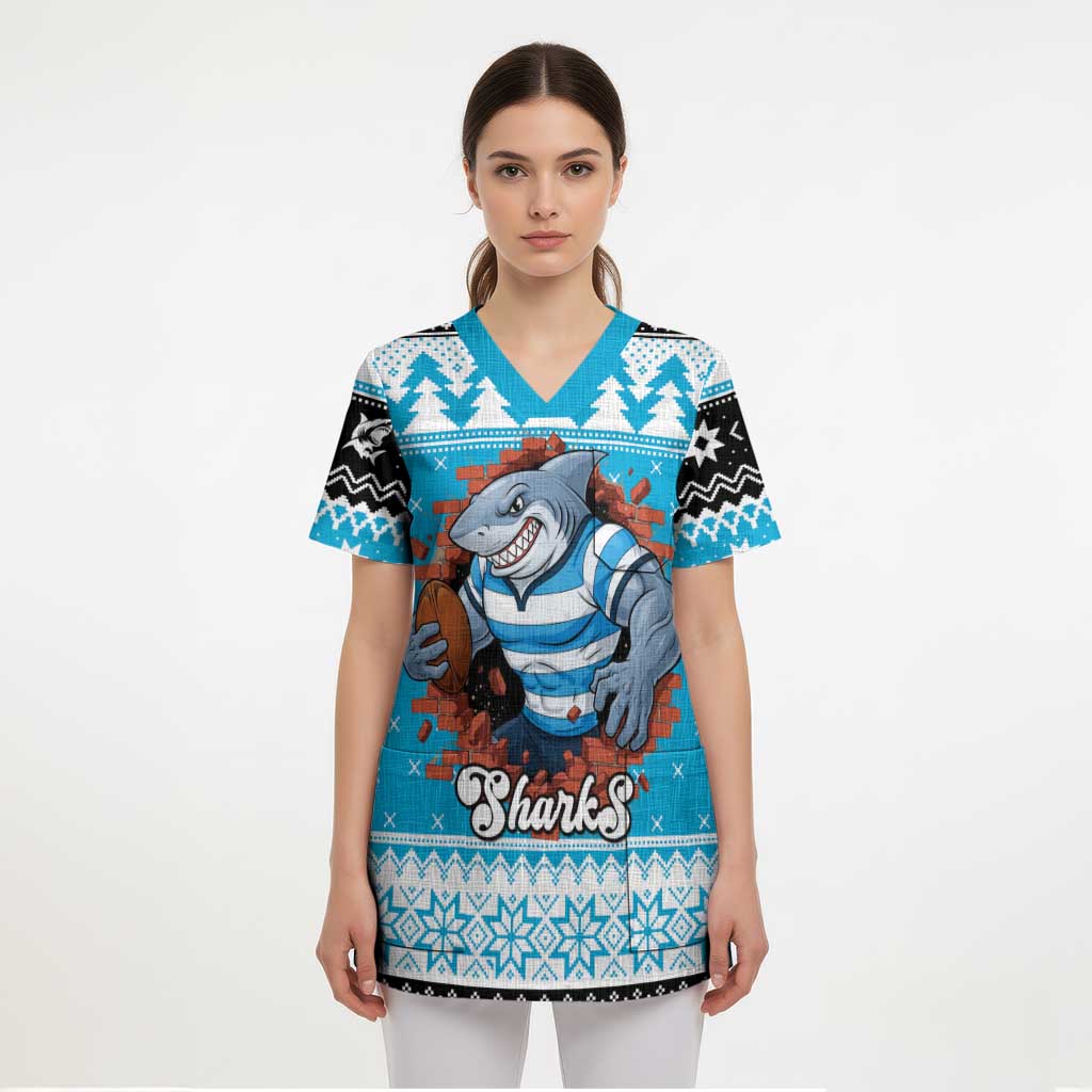 Claus Shark Strikes Personalized Scrub Top Christmas Rugby League Spirit - Aussie Hoodie