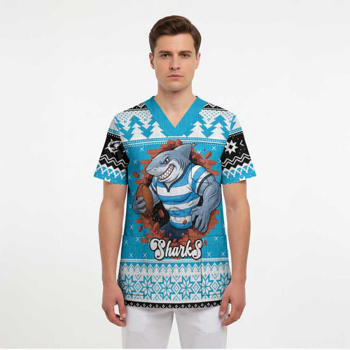 Claus Shark Strikes Personalized Scrub Top Christmas Rugby League Spirit - Aussie Hoodie