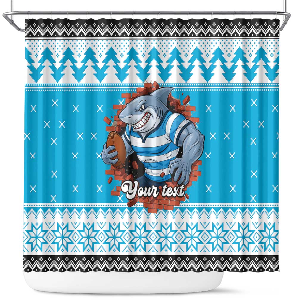 Claus Shark Strikes Personalized Shower Curtain Christmas Rugby League Spirit - Aussie Hoodie