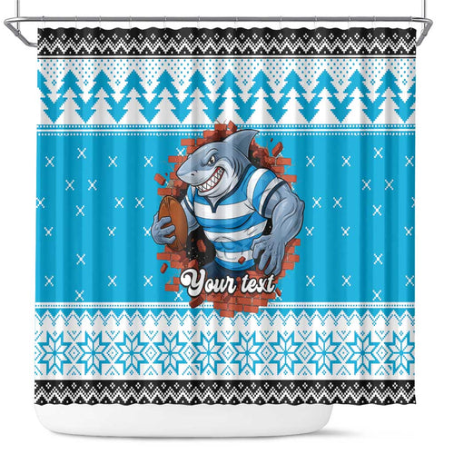 Claus Shark Strikes Personalized Shower Curtain Christmas Rugby League Spirit - Aussie Hoodie