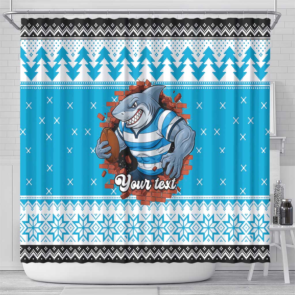 Claus Shark Strikes Personalized Shower Curtain Christmas Rugby League Spirit - Aussie Hoodie