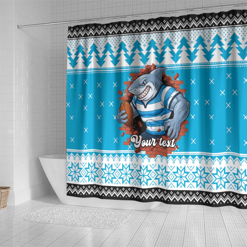 Claus Shark Strikes Personalized Shower Curtain Christmas Rugby League Spirit - Aussie Hoodie