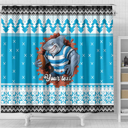 Claus Shark Strikes Personalized Shower Curtain Christmas Rugby League Spirit - Aussie Hoodie