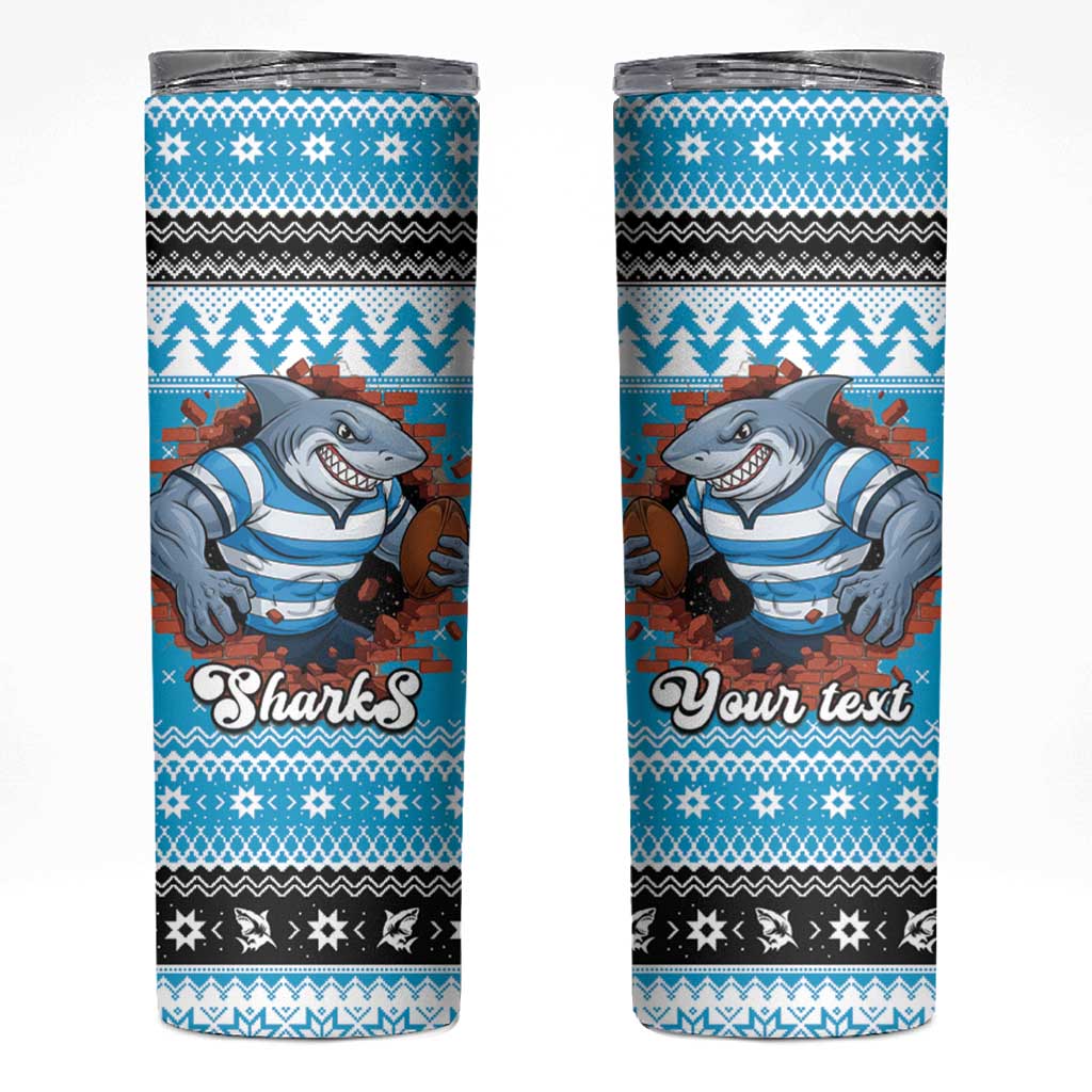 Claus Shark Strikes Personalized Skinny Tumbler Christmas Rugby League Spirit - Aussie Hoodie
