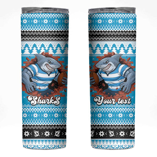 Claus Shark Strikes Personalized Skinny Tumbler Christmas Rugby League Spirit - Aussie Hoodie