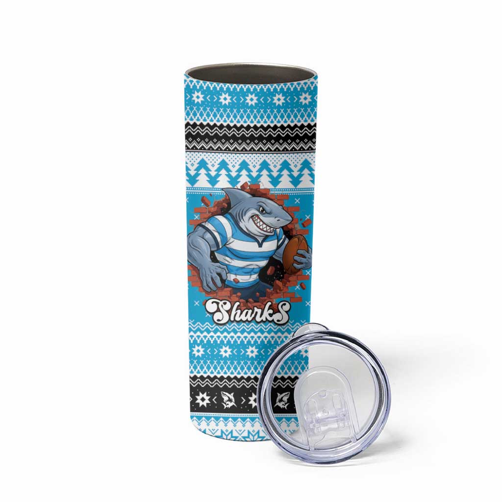 Claus Shark Strikes Personalized Skinny Tumbler Christmas Rugby League Spirit - Aussie Hoodie