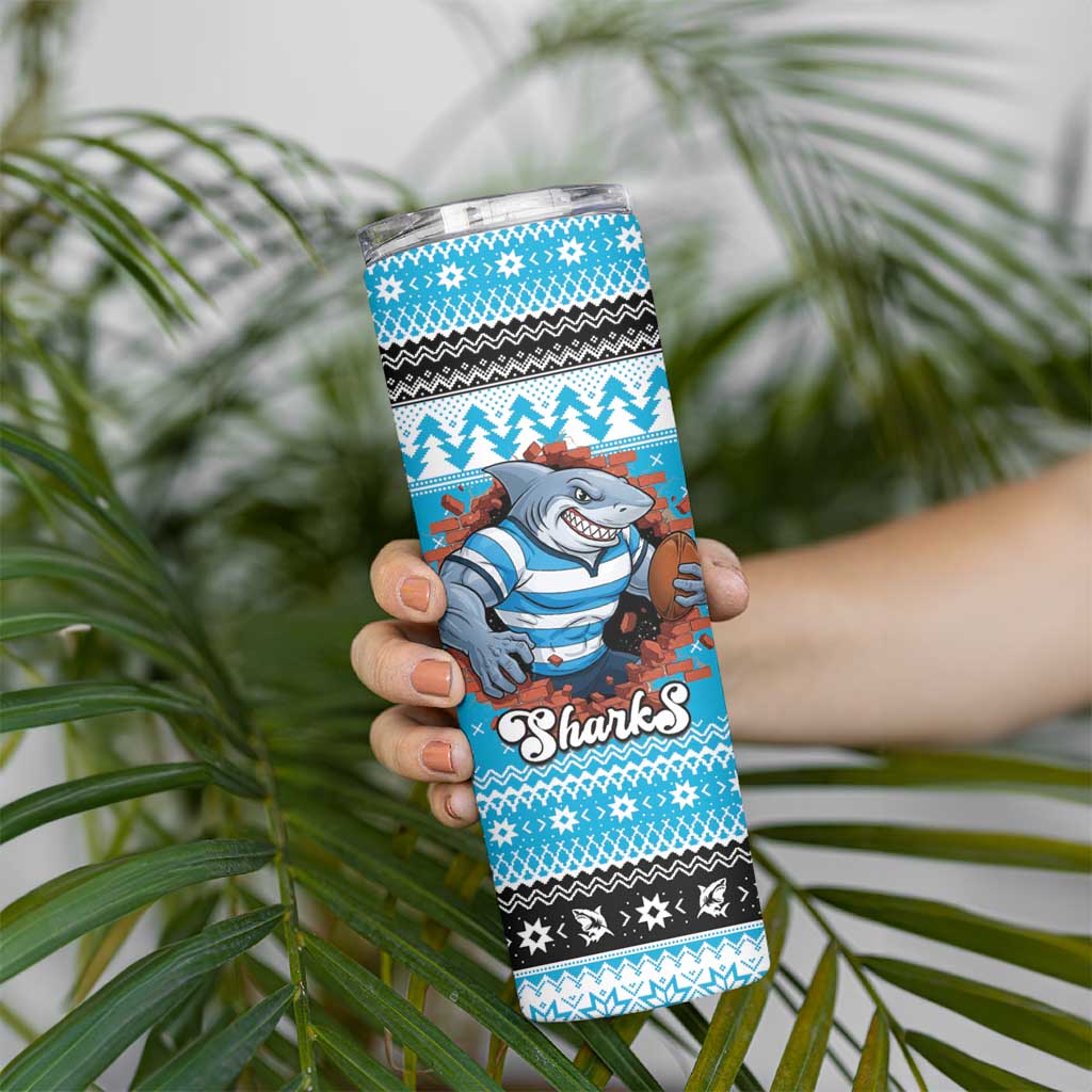 Claus Shark Strikes Personalized Skinny Tumbler Christmas Rugby League Spirit - Aussie Hoodie
