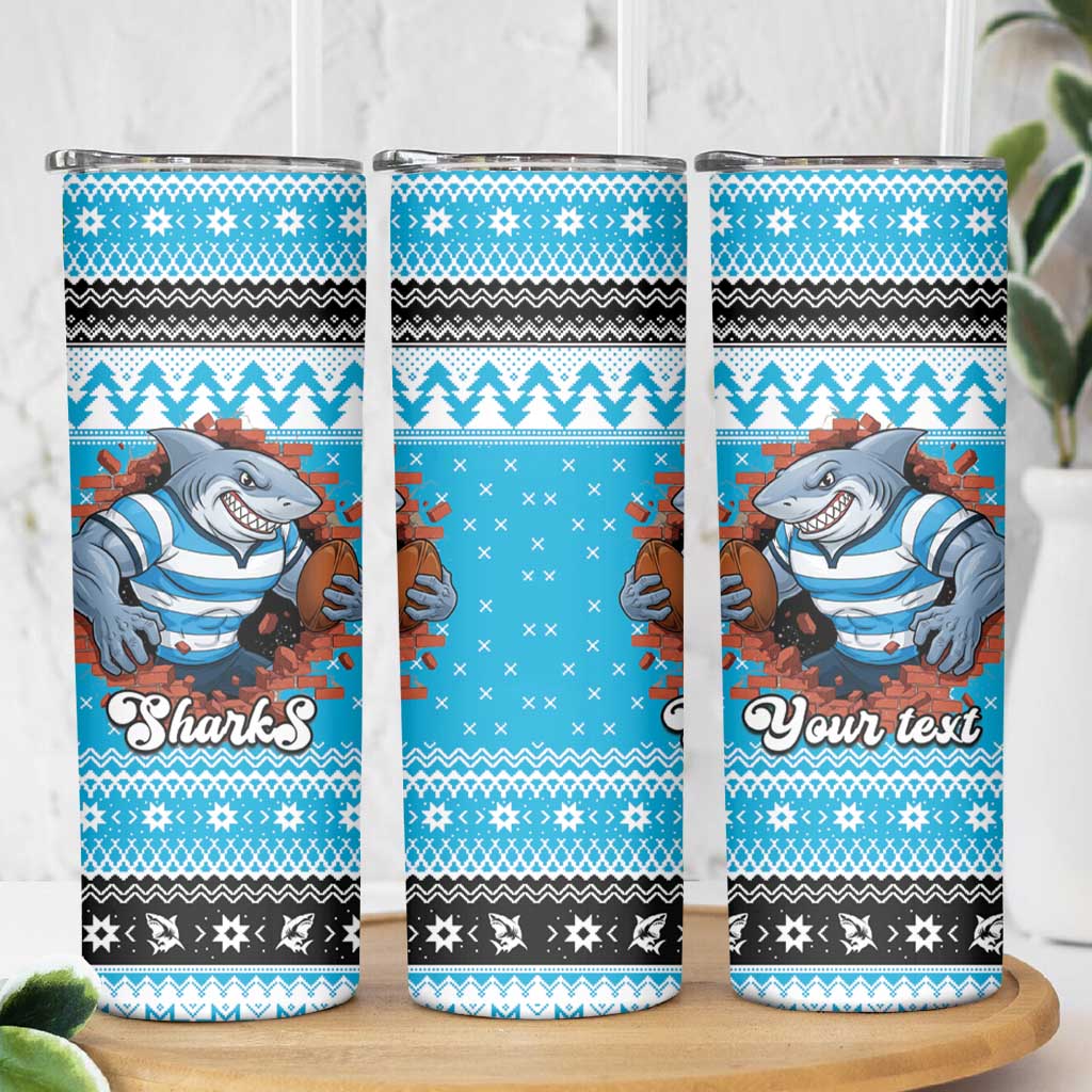 Claus Shark Strikes Personalized Skinny Tumbler Christmas Rugby League Spirit - Aussie Hoodie